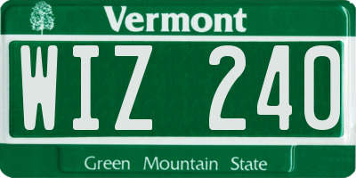 VT license plate WIZ240