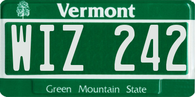 VT license plate WIZ242