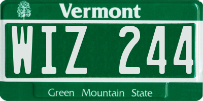 VT license plate WIZ244