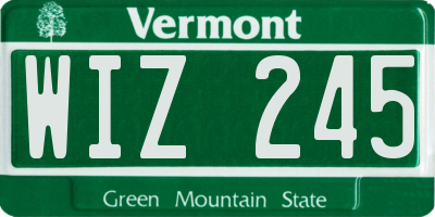 VT license plate WIZ245