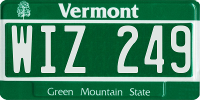 VT license plate WIZ249