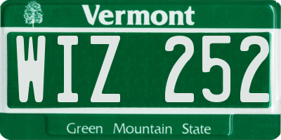 VT license plate WIZ252