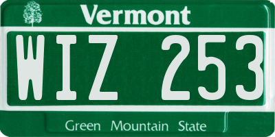 VT license plate WIZ253