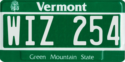 VT license plate WIZ254