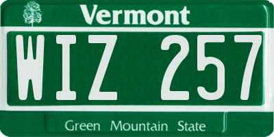 VT license plate WIZ257
