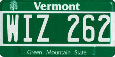 VT license plate WIZ262