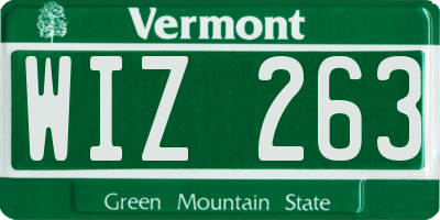 VT license plate WIZ263