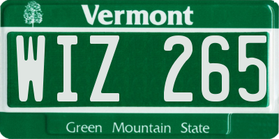 VT license plate WIZ265