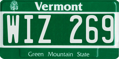 VT license plate WIZ269