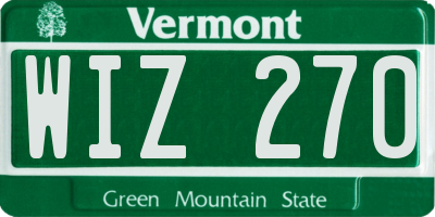 VT license plate WIZ270