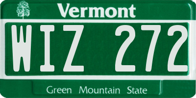 VT license plate WIZ272