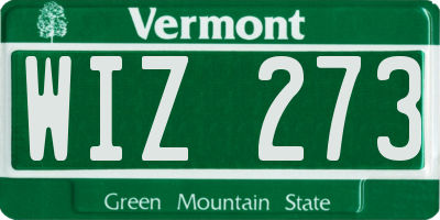 VT license plate WIZ273