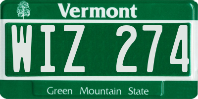 VT license plate WIZ274