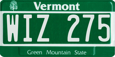 VT license plate WIZ275