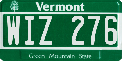 VT license plate WIZ276
