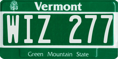 VT license plate WIZ277