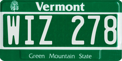 VT license plate WIZ278