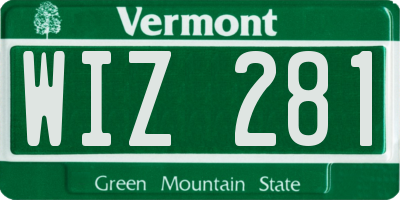 VT license plate WIZ281