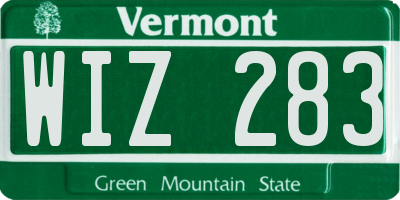 VT license plate WIZ283