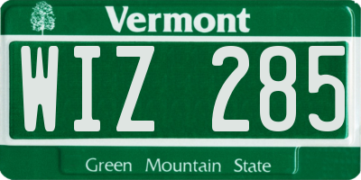 VT license plate WIZ285