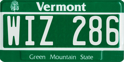 VT license plate WIZ286