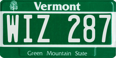 VT license plate WIZ287