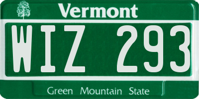 VT license plate WIZ293