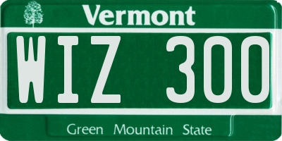 VT license plate WIZ300