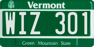 VT license plate WIZ301