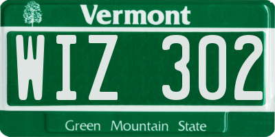 VT license plate WIZ302
