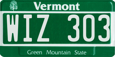 VT license plate WIZ303