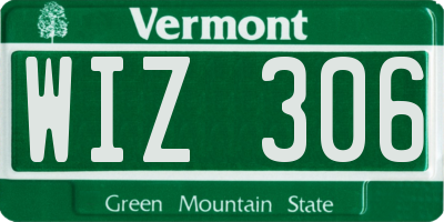 VT license plate WIZ306