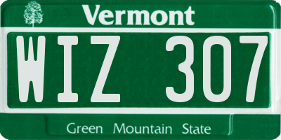VT license plate WIZ307