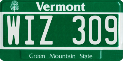VT license plate WIZ309
