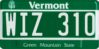 VT license plate WIZ310