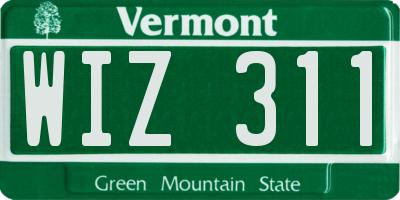 VT license plate WIZ311