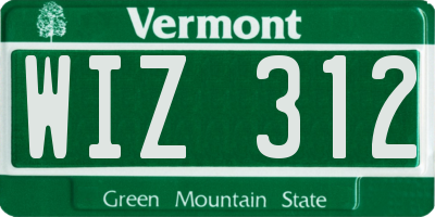 VT license plate WIZ312