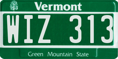 VT license plate WIZ313