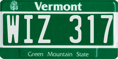 VT license plate WIZ317