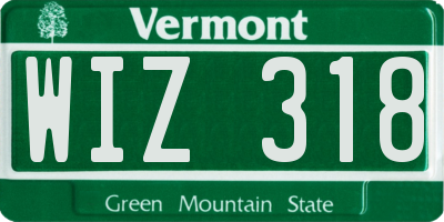 VT license plate WIZ318