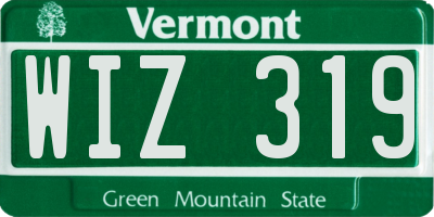 VT license plate WIZ319