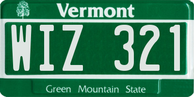 VT license plate WIZ321