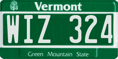 VT license plate WIZ324