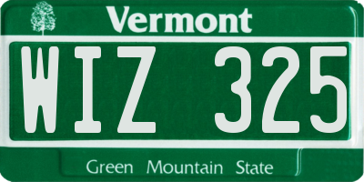VT license plate WIZ325