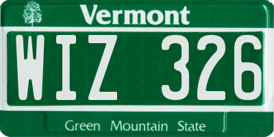 VT license plate WIZ326
