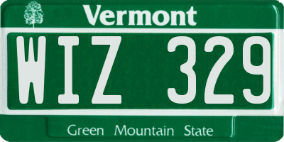 VT license plate WIZ329