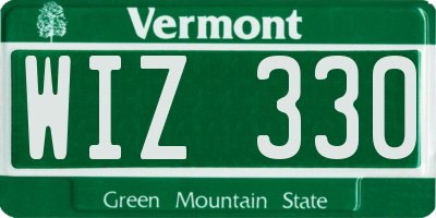 VT license plate WIZ330