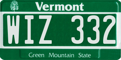 VT license plate WIZ332