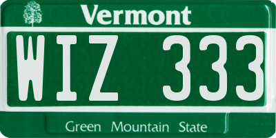 VT license plate WIZ333