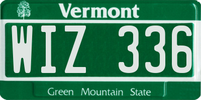 VT license plate WIZ336